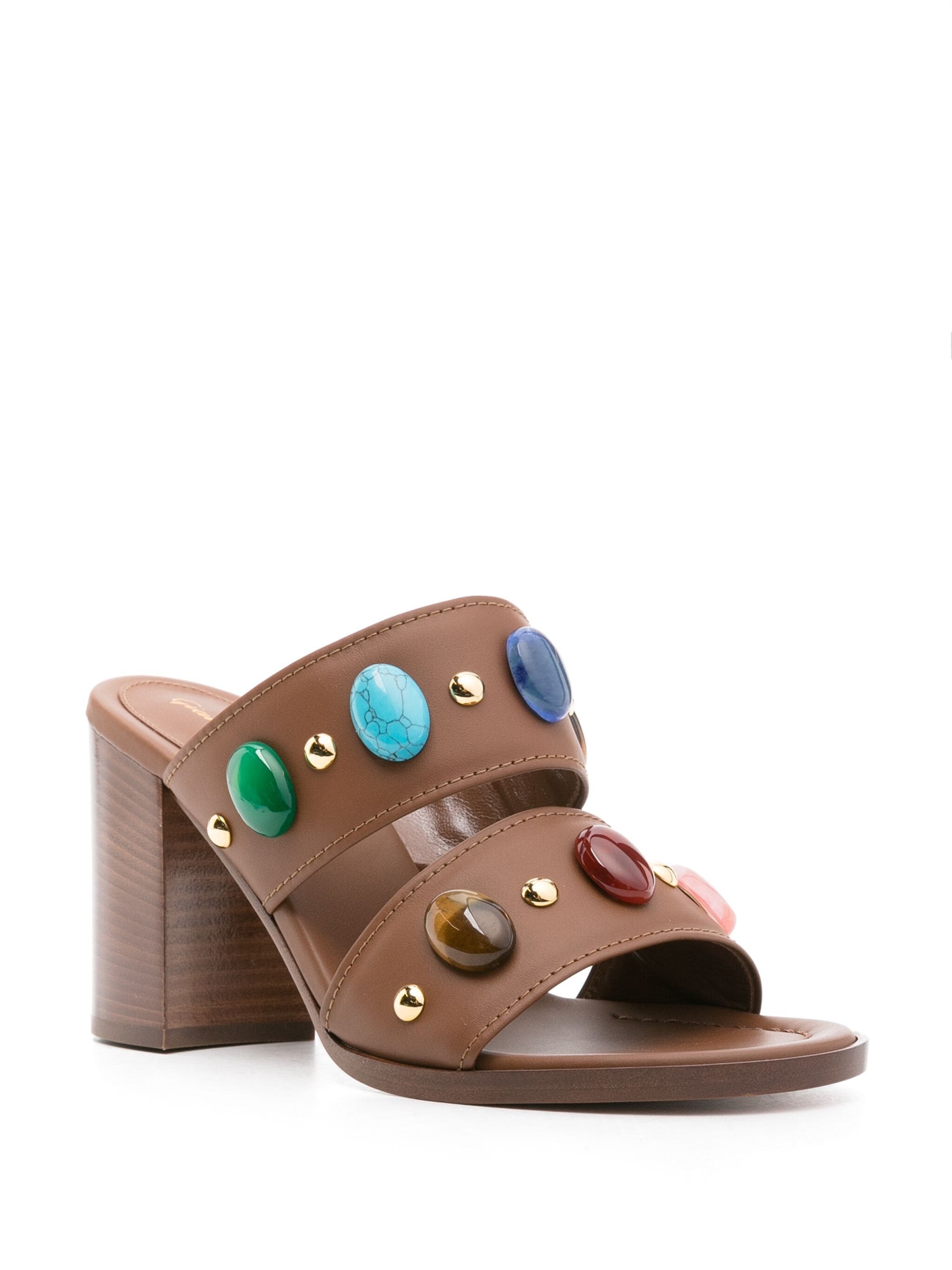 Gianvito Rossi 90mm Beaded Leather Sandals In Brown