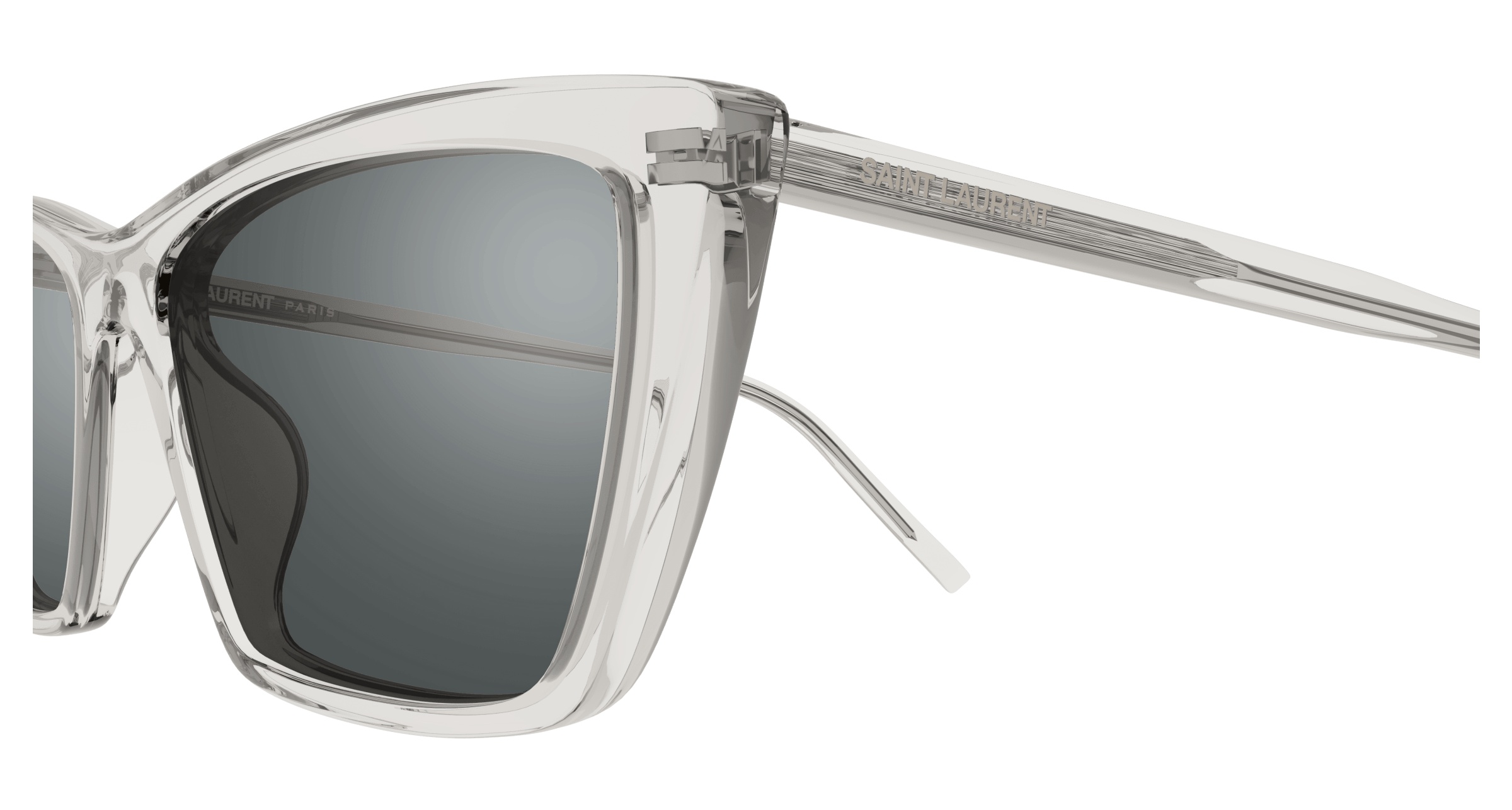 Saint Laurent Sl 737 Mica Thin Linea Sl Logo 004 Beige Silver Sunglasses In Gray