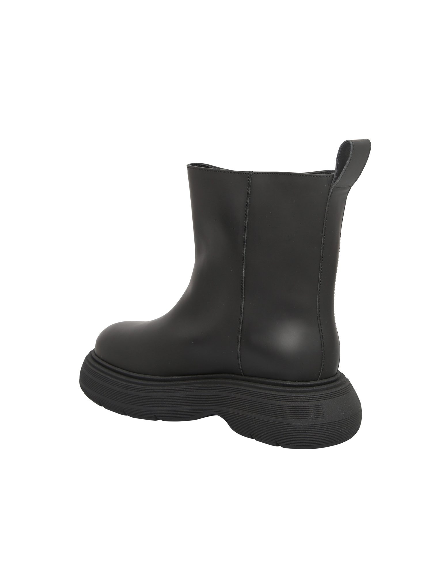 Gia Couture Round-headed Short Boots In Black