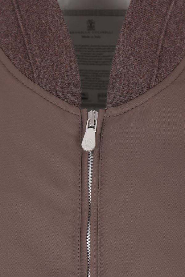 Brunello Cucinelli Bomber Jacket With Padding In Brown