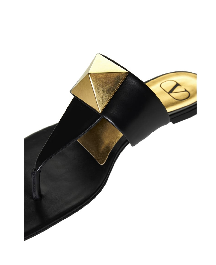 サンダル・ミュール Valentino Garavani Round Toe Leather Sandals With Geometric Valentino Garavani Round Toe Leather Sandals With Geometric