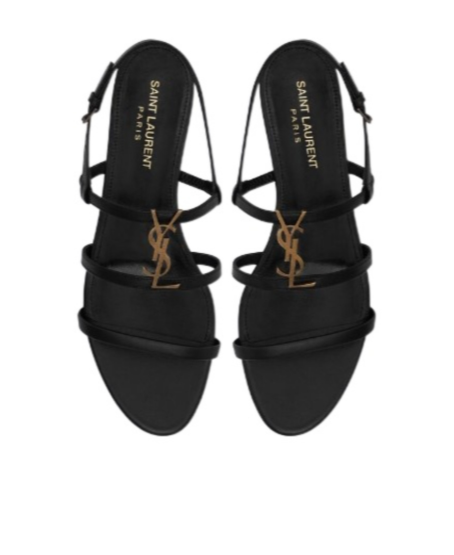 Saint Laurent New Cassandra Leather Sandal In Black