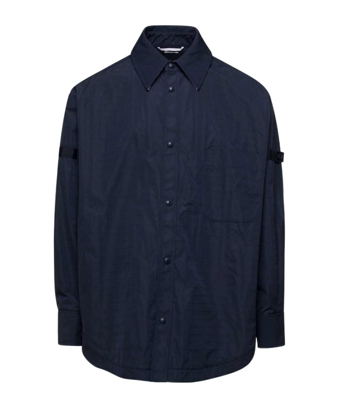 Thom Browne Oversized Blue Shirt With Patch Pockets In Polyamide Blend Man In Black