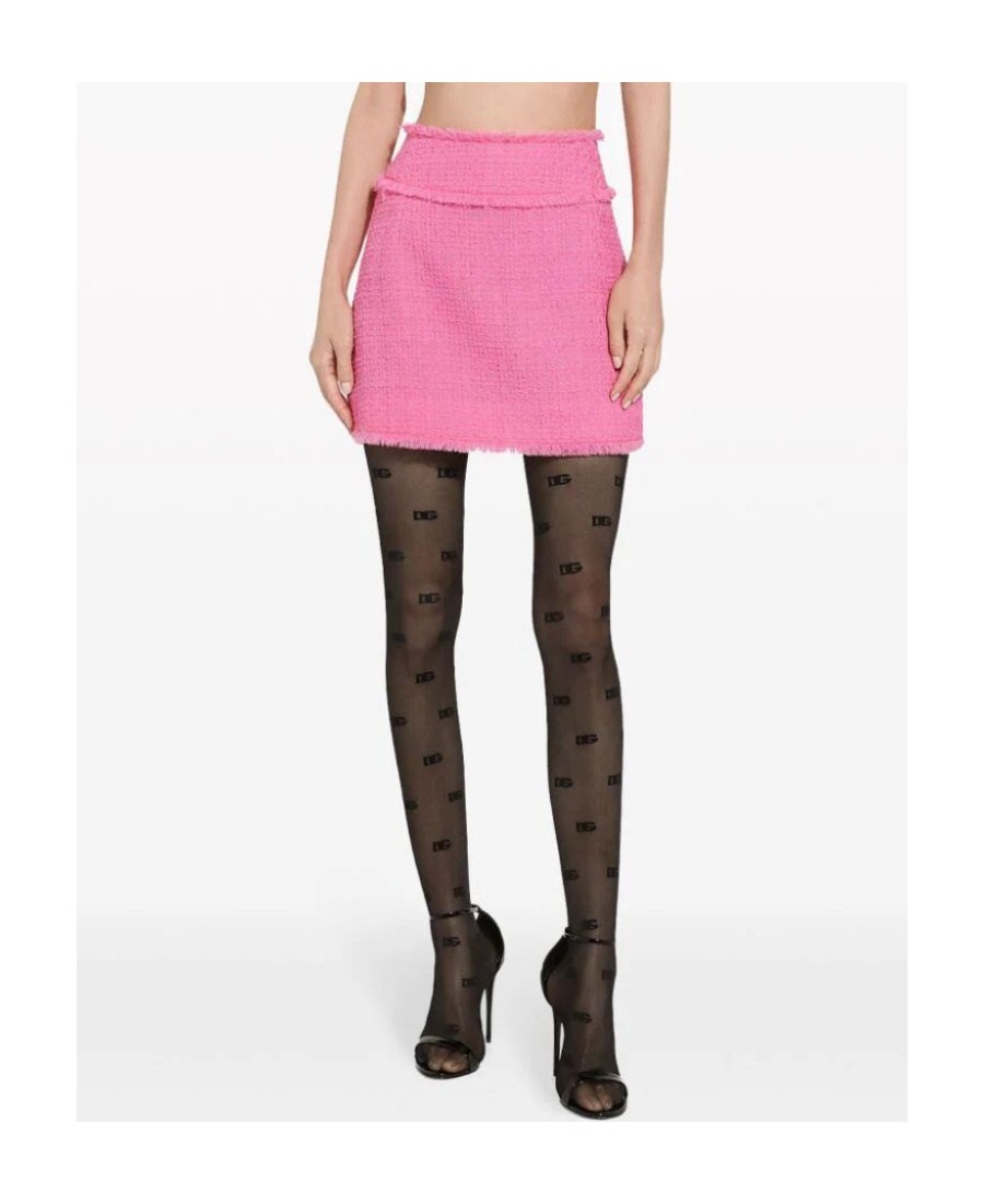 Dolce & Gabbana Frayed Wool-blend Tweed Mini Skirt In Pink