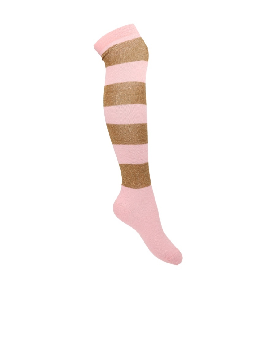 Marni Striped Metallic Thread Socks In Pink