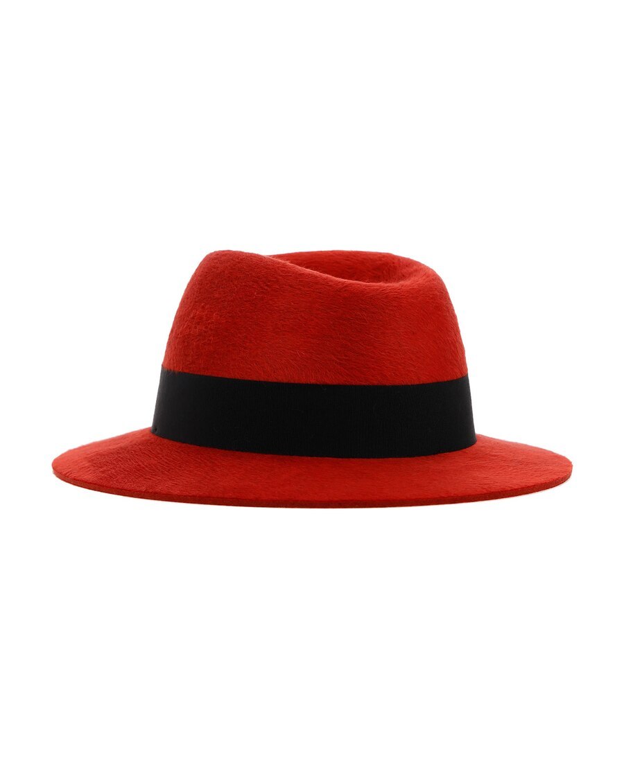 Saint Laurent Wool Two-color Hat In Red