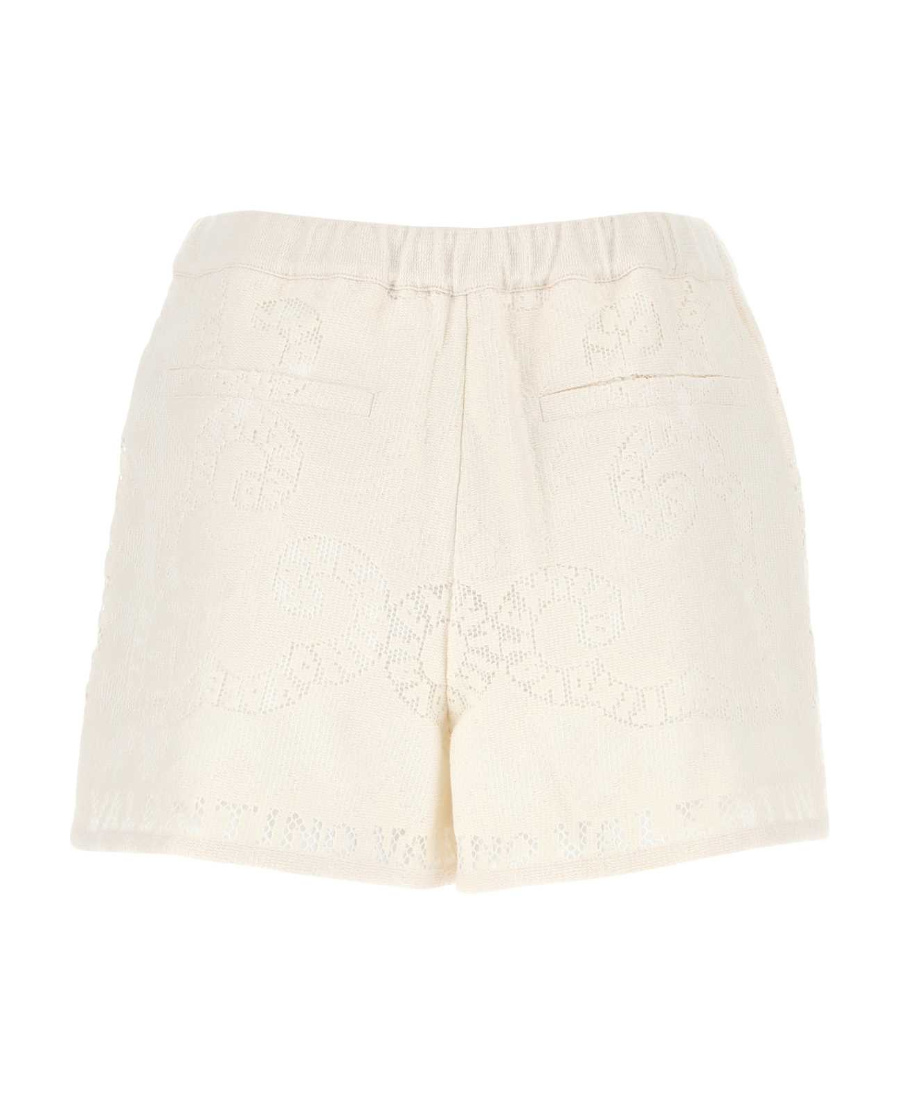 Valentino Embroidered Drawstring Cotton Shorts In White