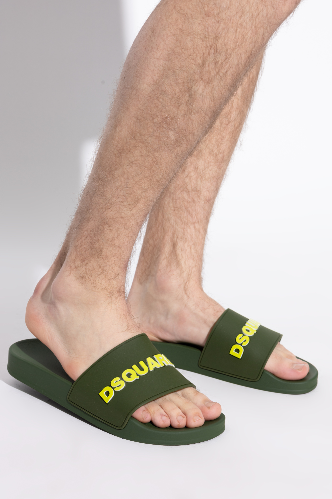Dsquared2 Logo Slippers In Green