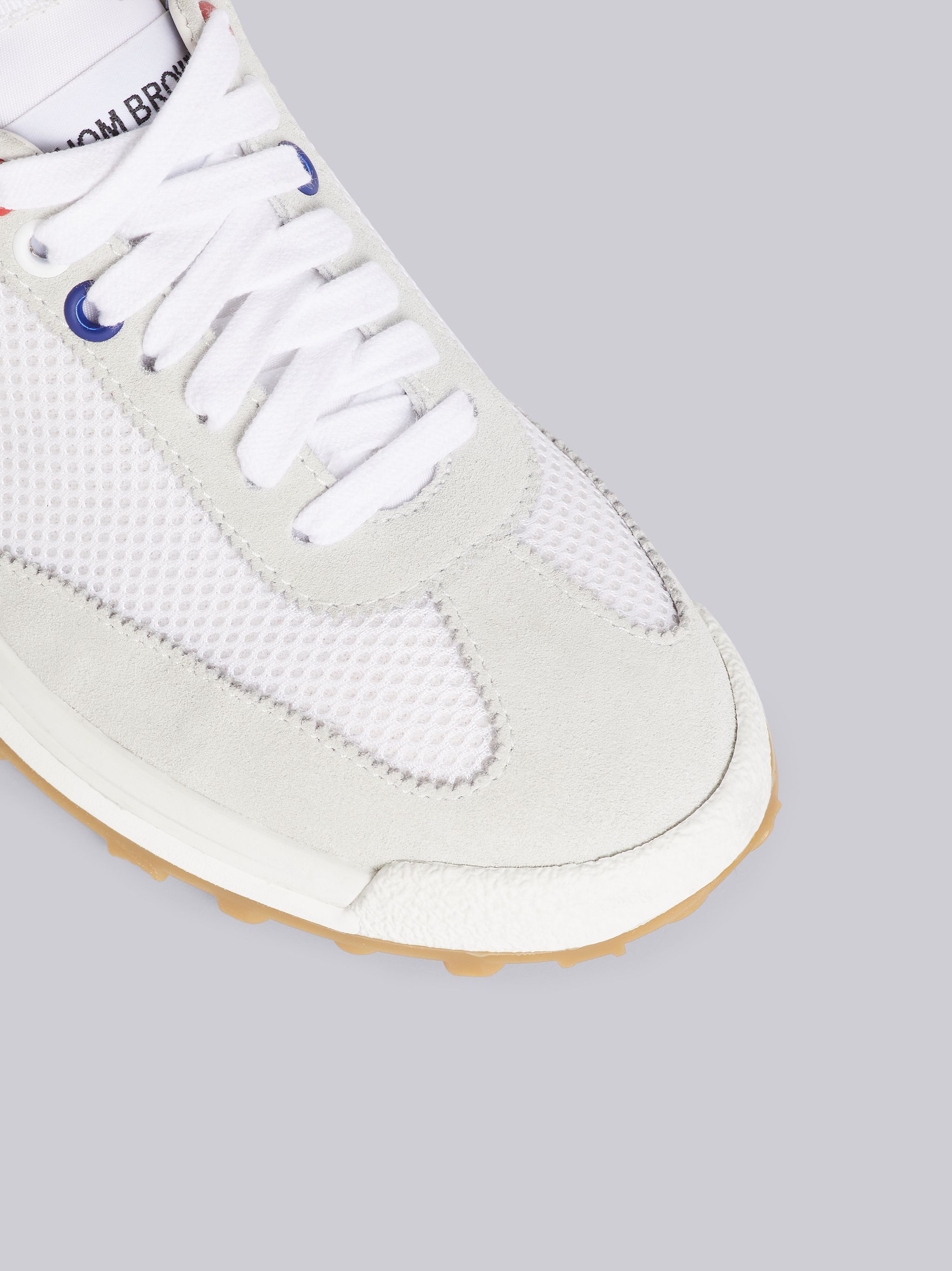 Thom Browne White Low Top Perforated Sneaker With Non-slip Rubber Outsole In White