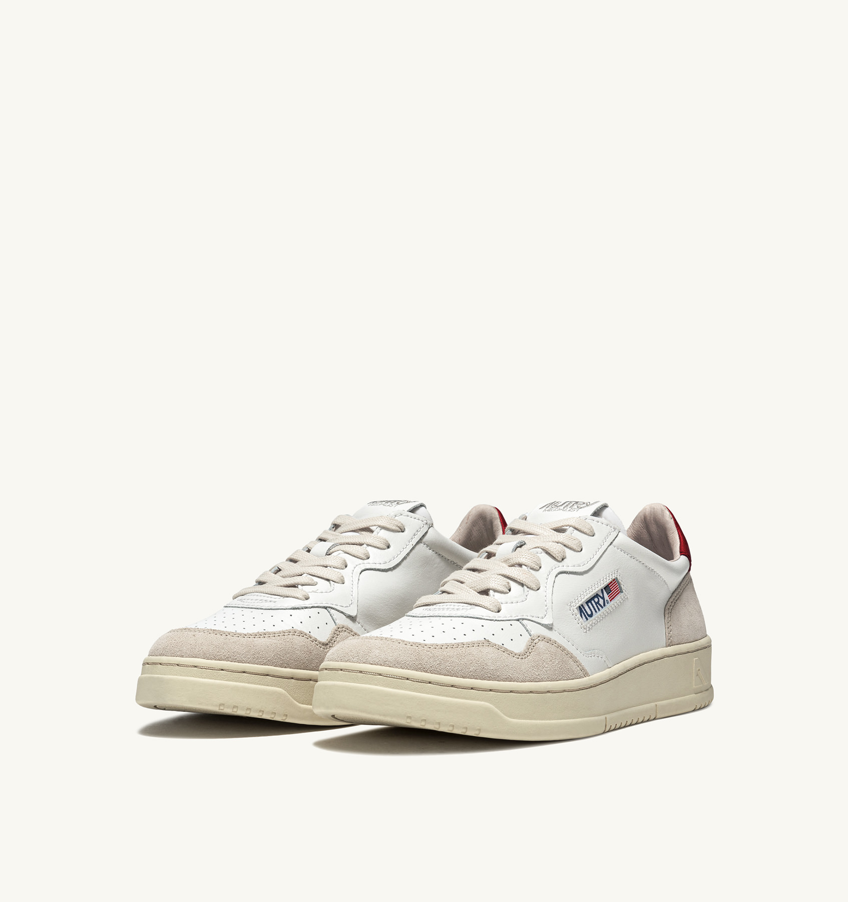Autry Classic Low-top Sneakers With Textured Panels And Contrasting Heel Tab In Neutral