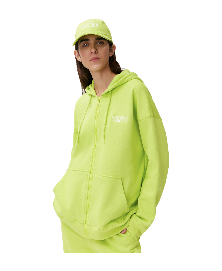 Ganni Software Isoli Zipped Hoodie In Yellow