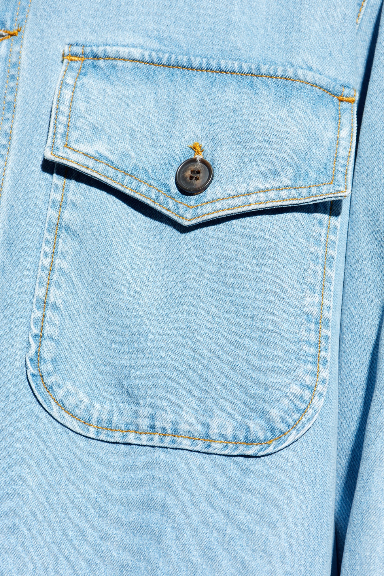 Officine Generale Button-down Long-sleeved Denim Jacket In Blue