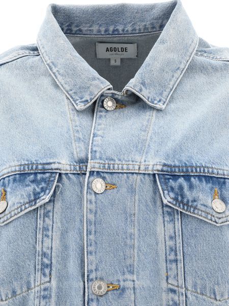 Agolde Buttoned Long-sleeved Denim Jacket In Gray