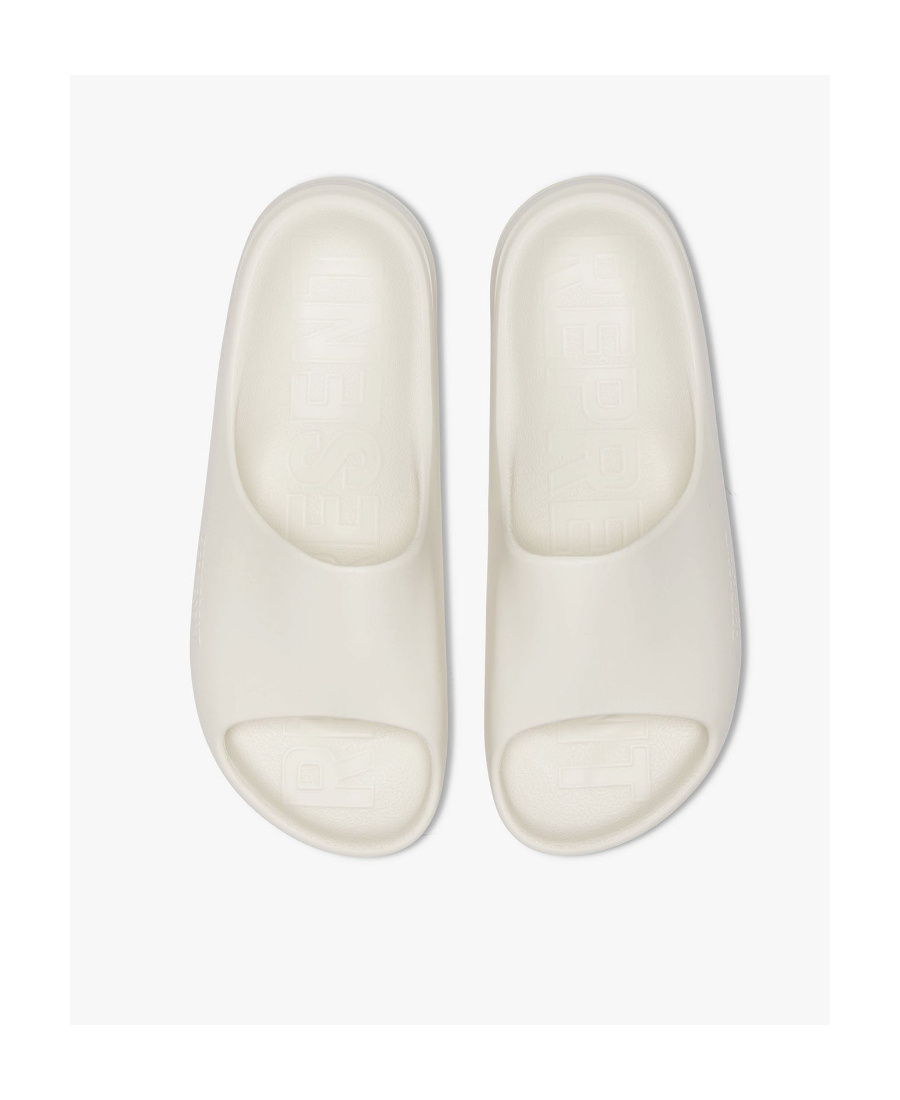 Represent Logo-embossed Ridged Slides In White