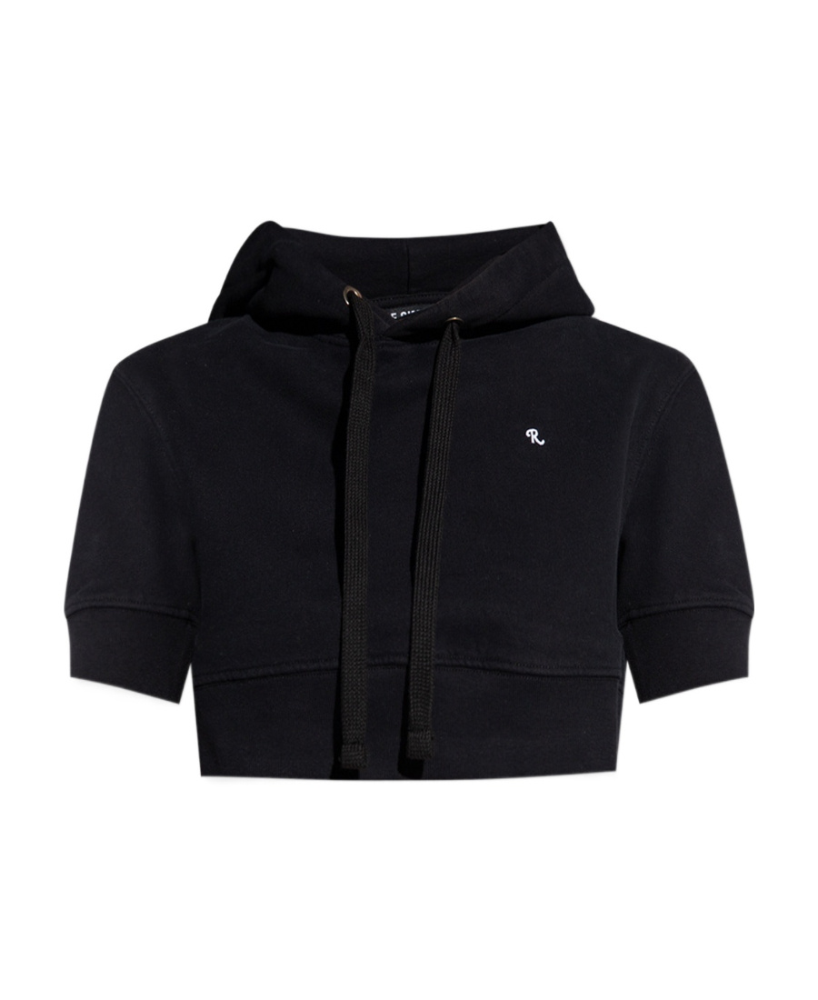 Shop Raf Simons Cropped Short-sleeve Hoodie In Black