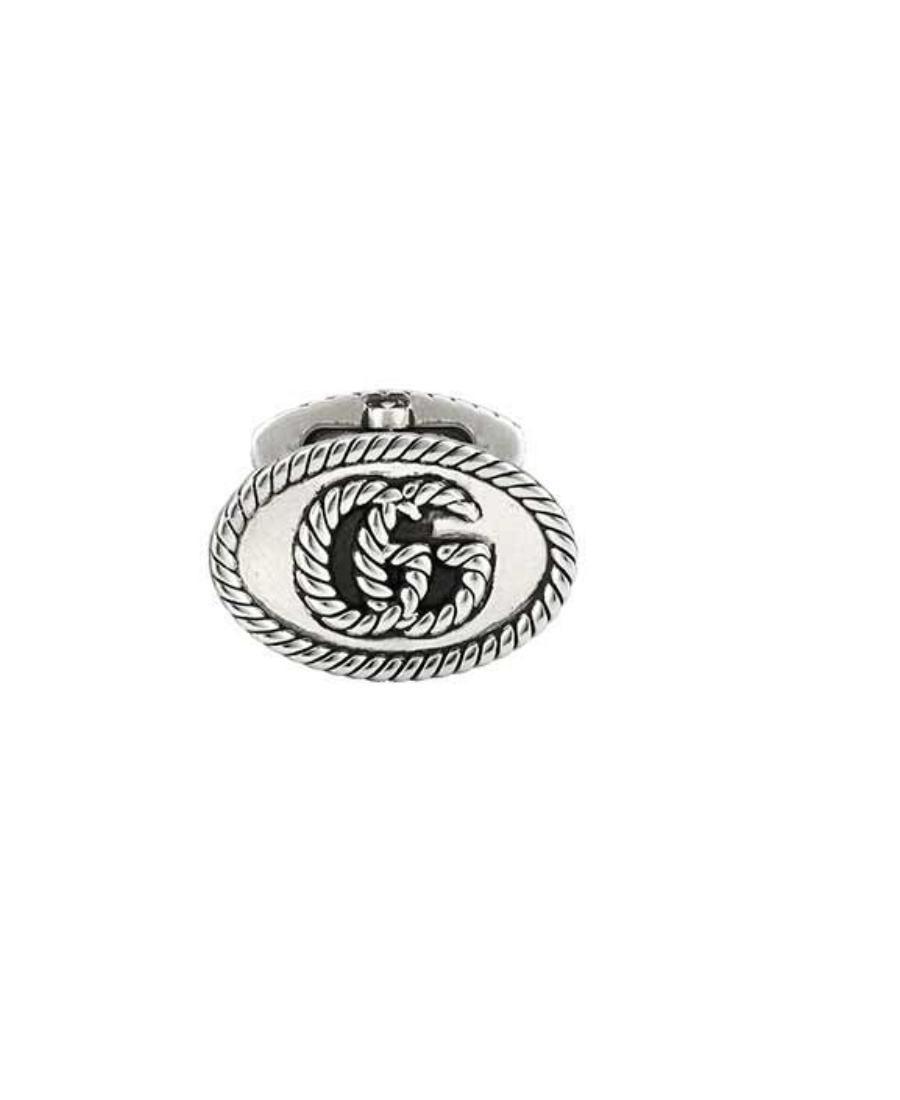 Gucci Sterling Silver Double G Cufflinks In White