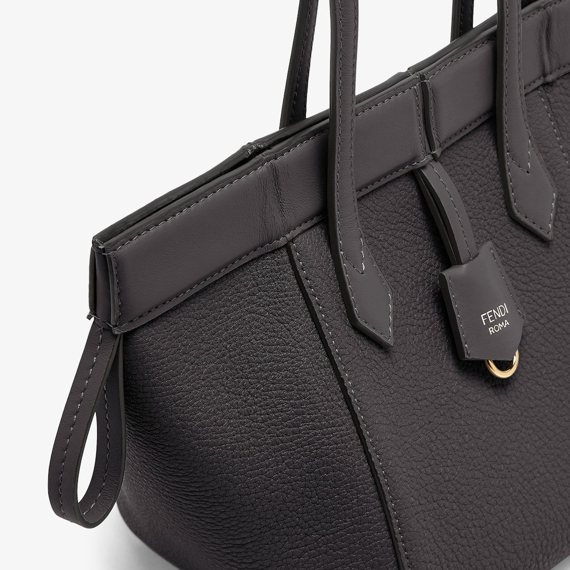 Shop Fendi Black Leather Mini Bag That Can Be Transformed