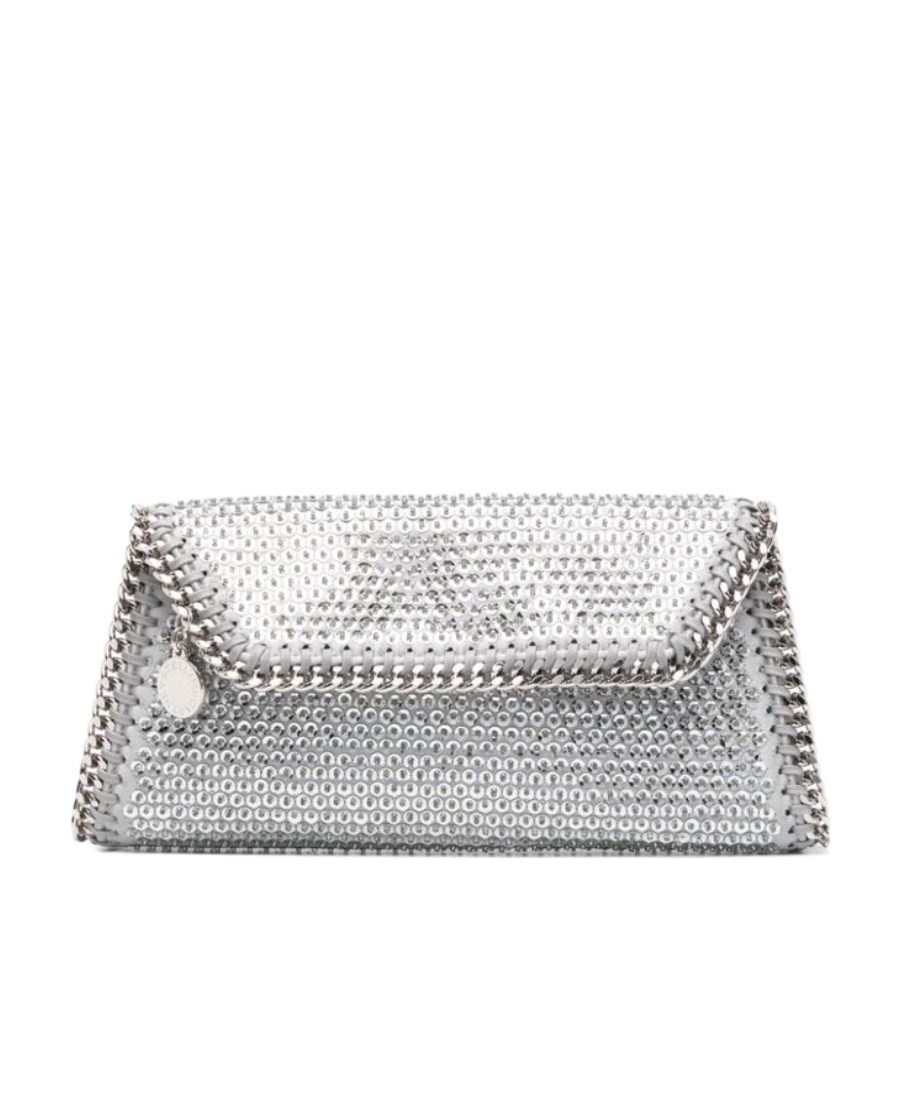 Stella Mccartney Falabella Flap-front Clutch Bag In Gray
