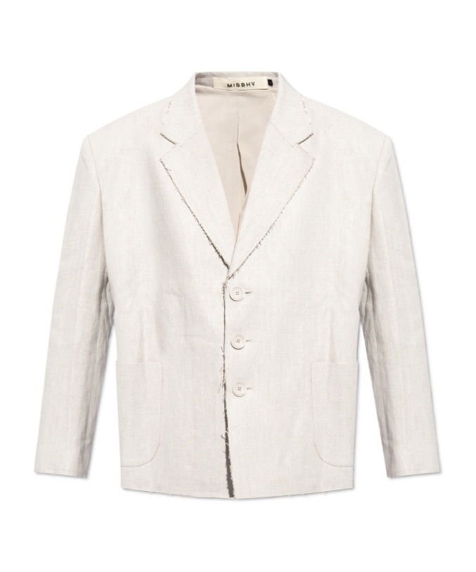 Misbhv Raw Cut Buttoned Blazer In White