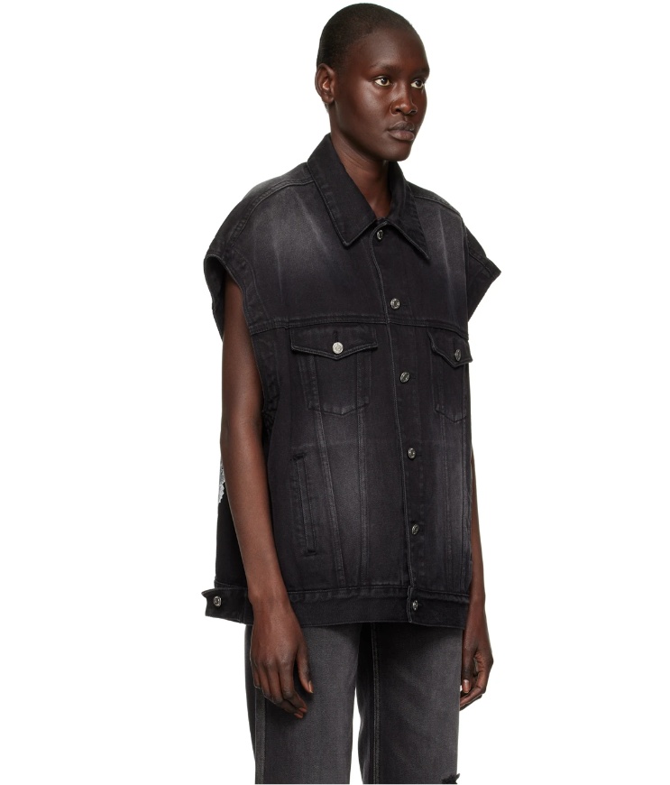 We11 Done Denim Vest In Black