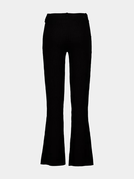 Courrèges Ribbed Flared Trousers In Black
