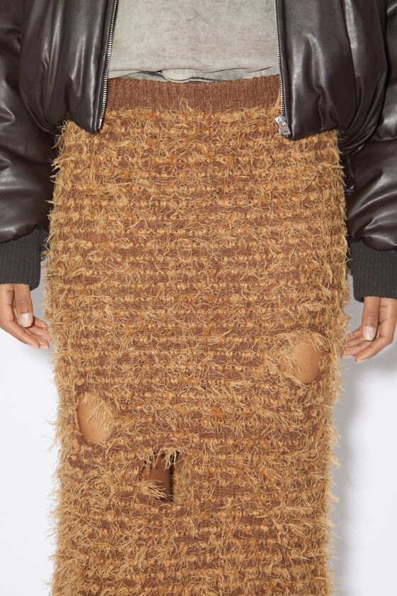 Acne Studios Wool Hollowed-out Skirt In Brown