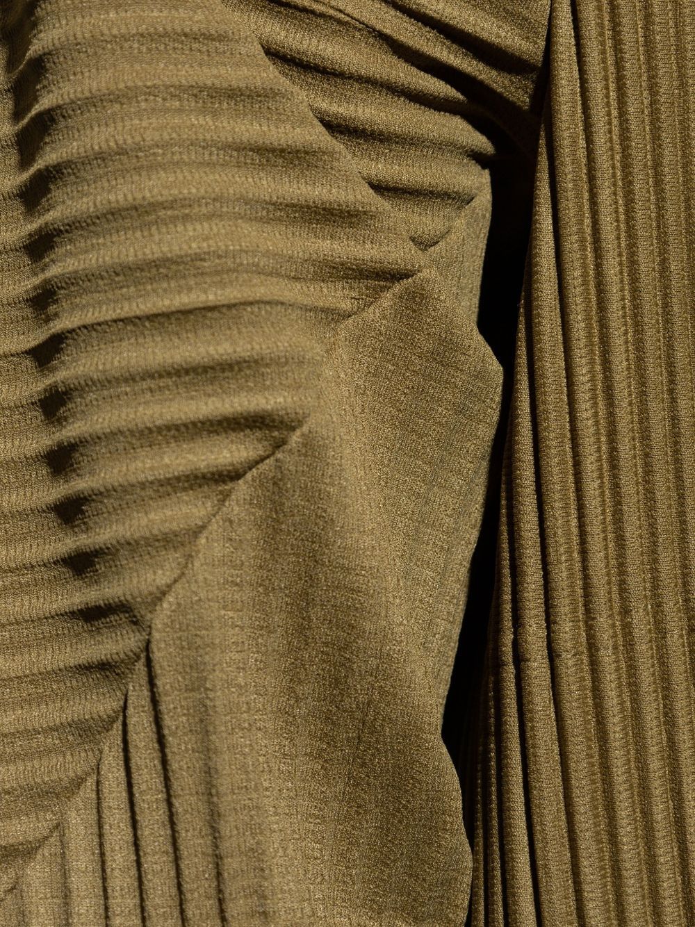 Issey Miyake Olive Green Zip-up Jacket With Ribbed Texture In Green