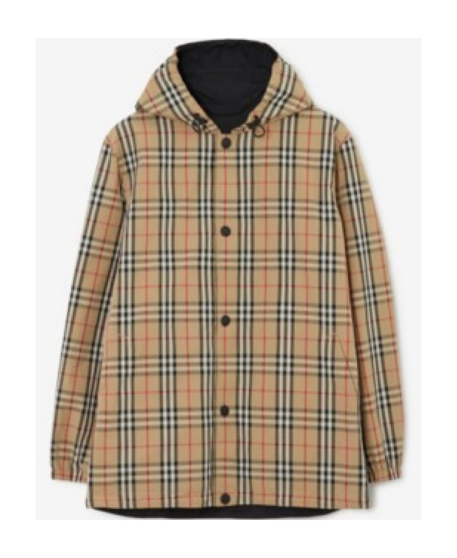 Burberry Reversible Check Nylon Jacket In Black