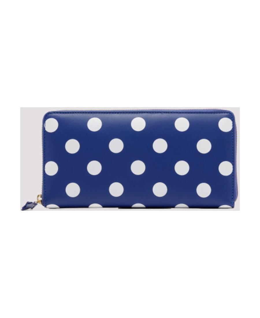 Comme Des Garçons Zip-around Polka Dot Wallet In Blue