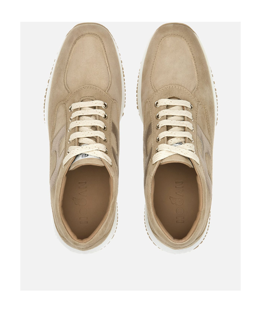 Hogan Metallic-detailing Suede Sneakers In Nude