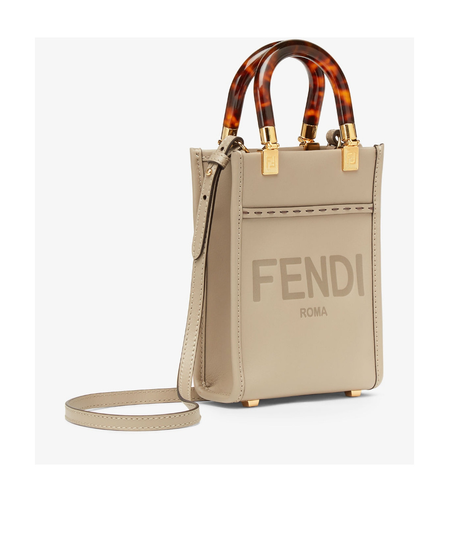 Fendi Sunshine Leather Tote Bag In Nude
