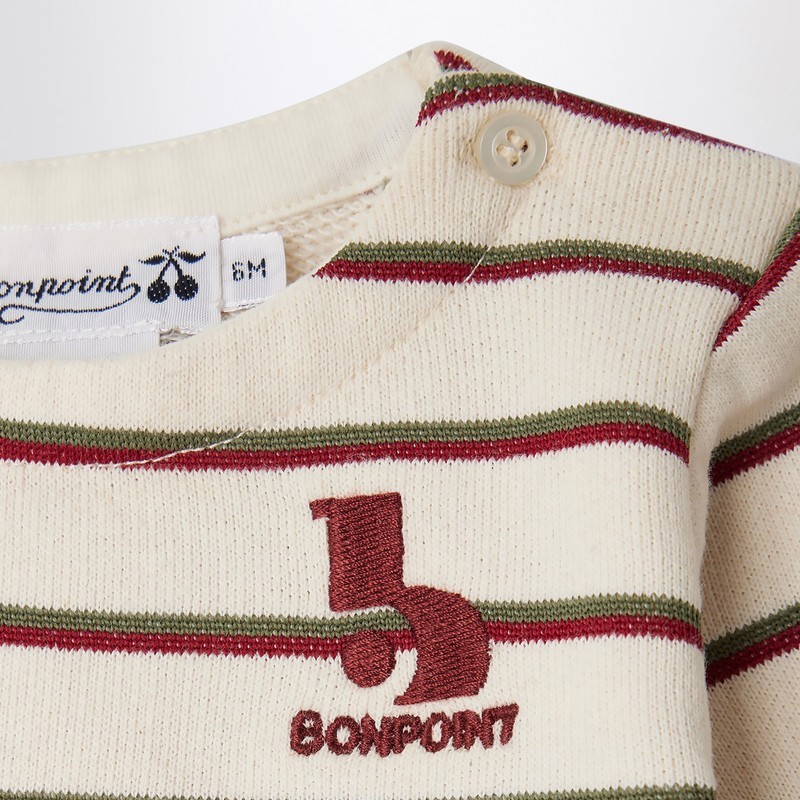 Bonpoint Tourbillon Striped Cotton T-shirt In White