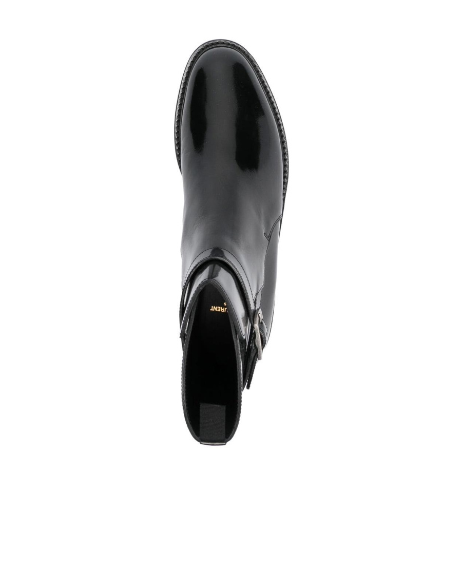 Saint Laurent Patent Leather Ankle Boots In Black