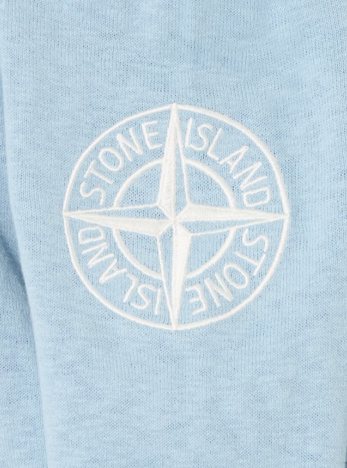 Stone Island Crewneck Jumper With Compass Embroidery And Sma11 Rolls In Sky-blue
