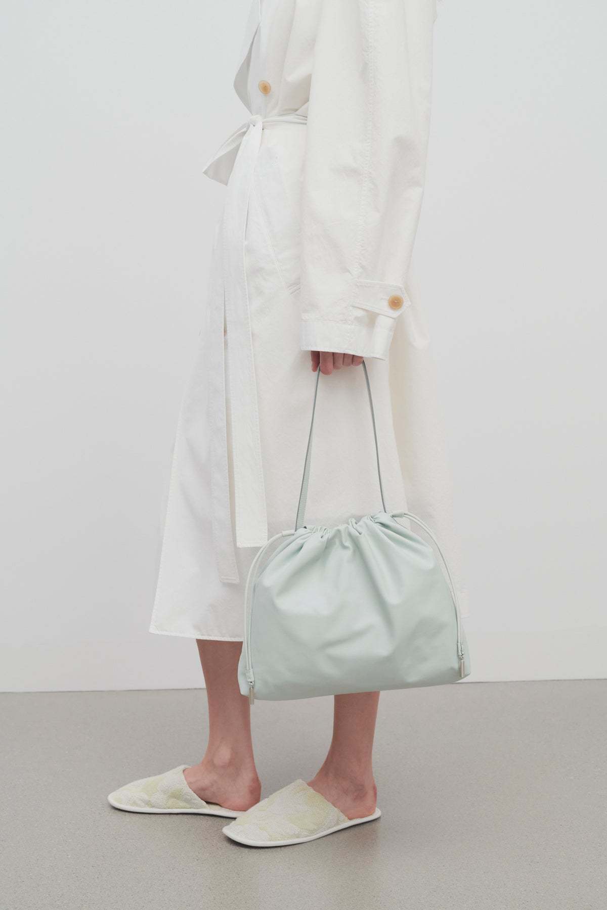 The Row Angy Drawstring Shoulder Bag In Gray