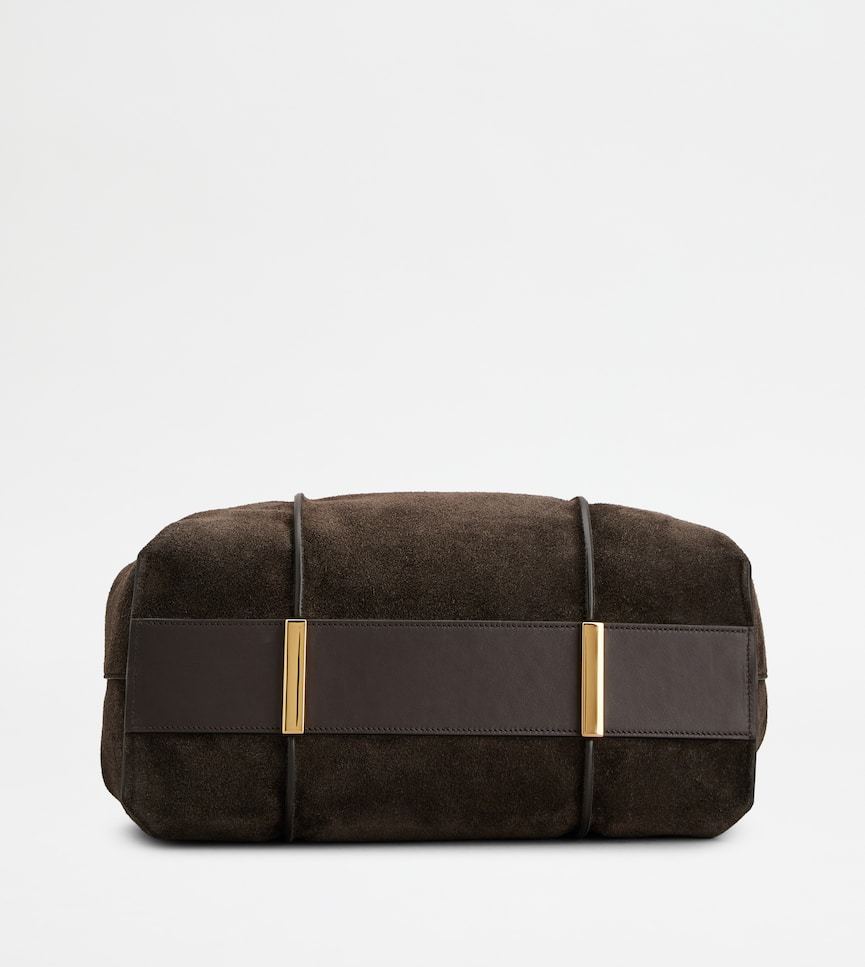 Tod's T Timeless Shopping Bag In Suede Medium In Black