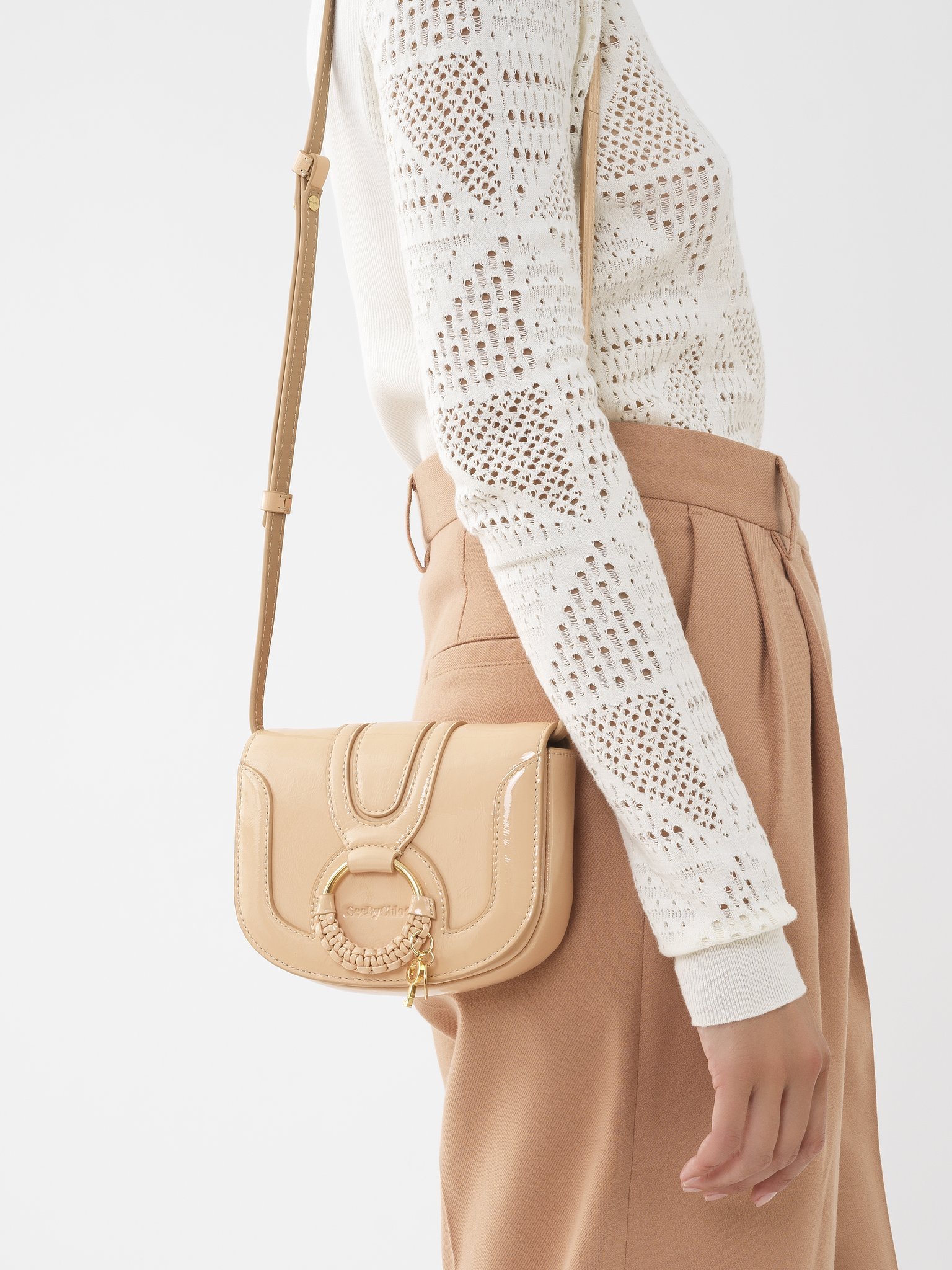 See By Chloé Magnetic Press Button Shoulder Bag In Nude
