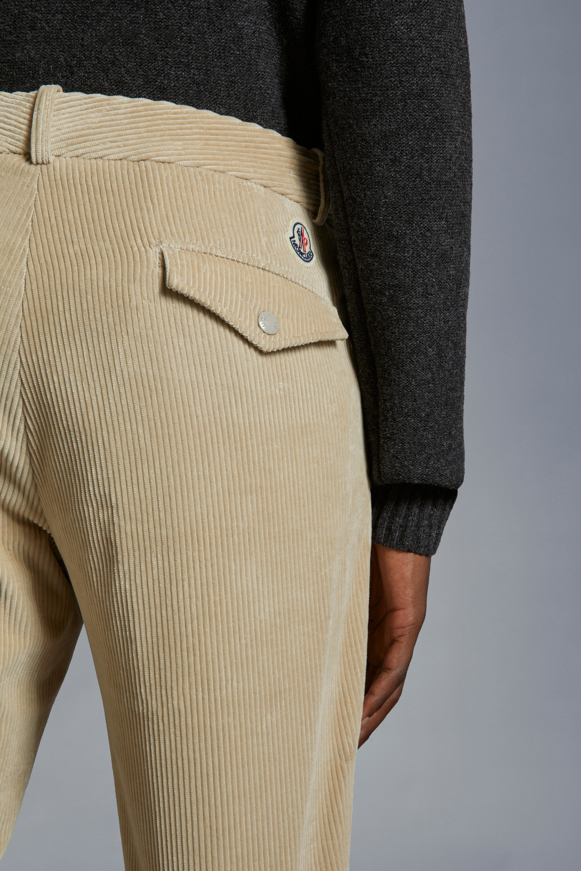 Moncler Corduroy Trousers In Nude