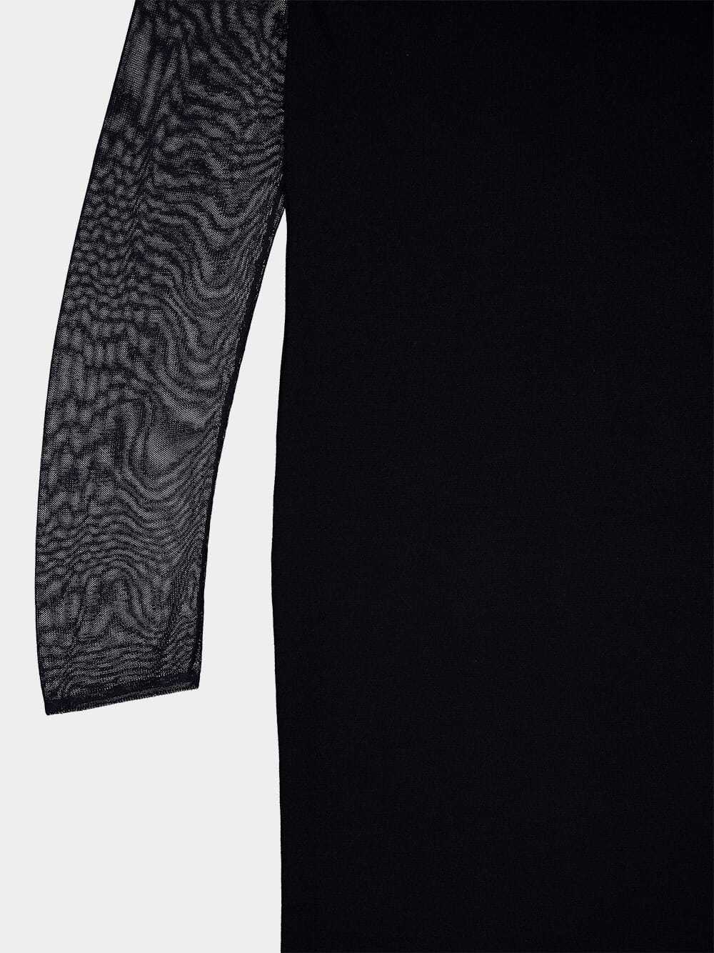 Prada Semi-sheer Midi Dress In Black