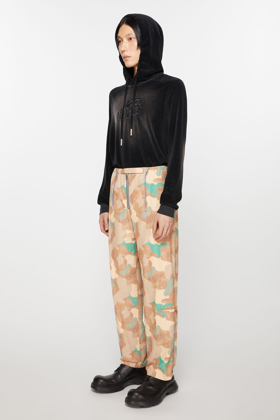 Acne Studios Camouflage-pattern Straight-leg Trousers In Nude