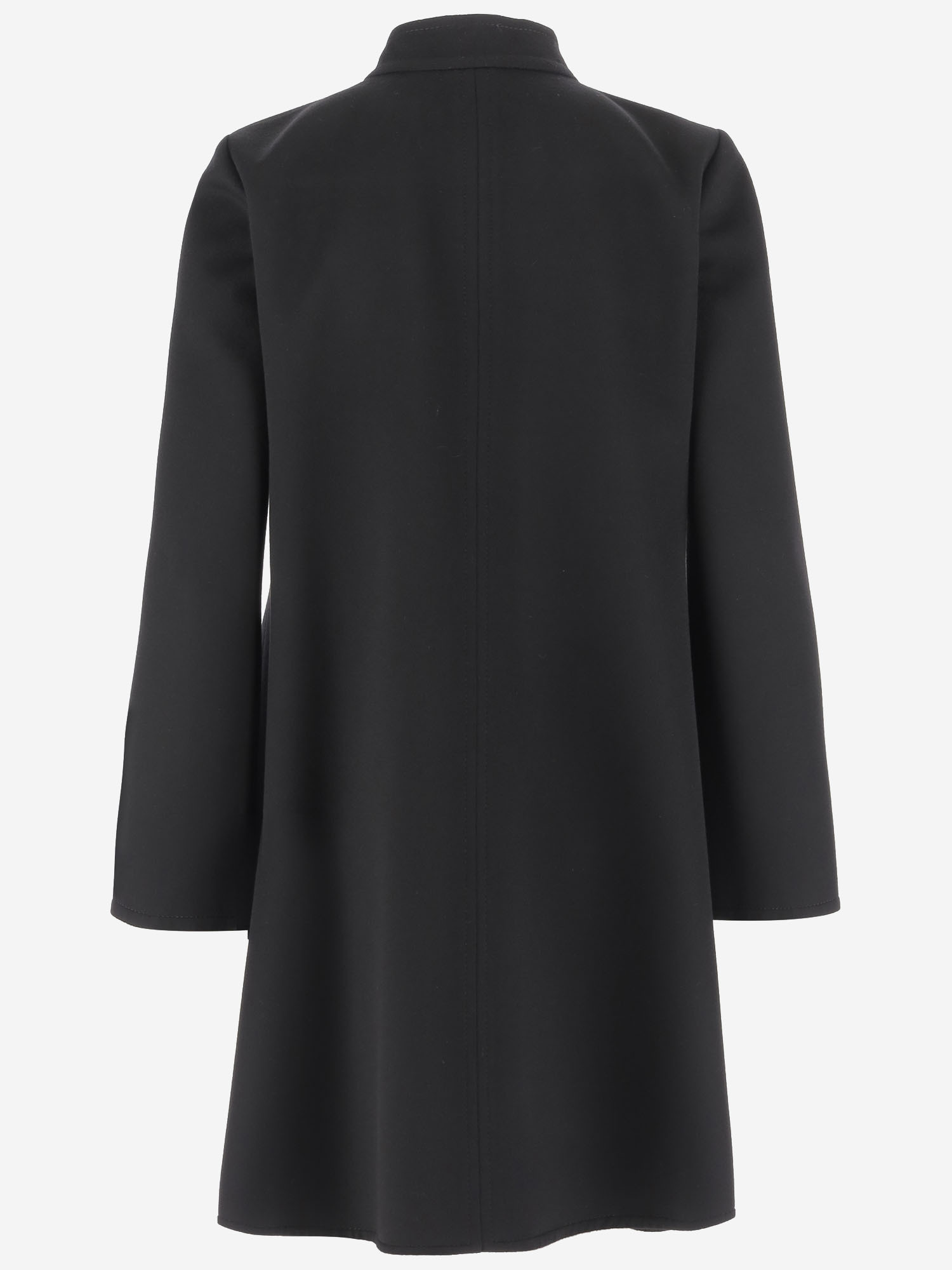 Valentino V-shaped Gold-tone Button Coat In Black