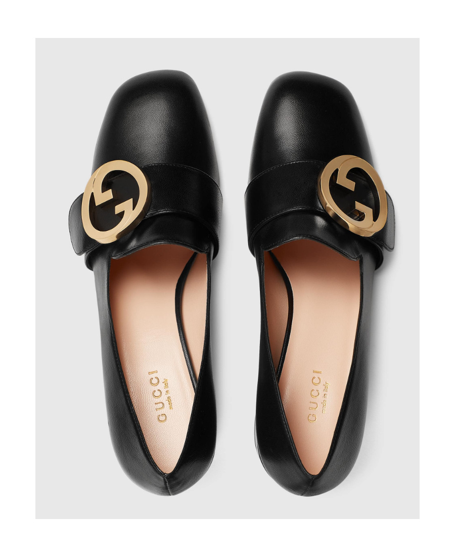 Gucci Blondie 55 Leather Loafer Pumps In Black