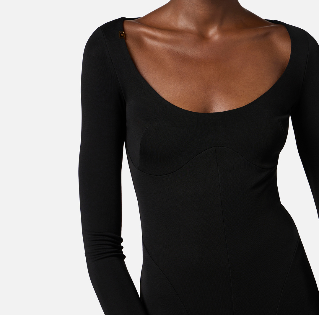 Shop Elisabetta Franchi Lightweight-jersey Maxy Dress In Black