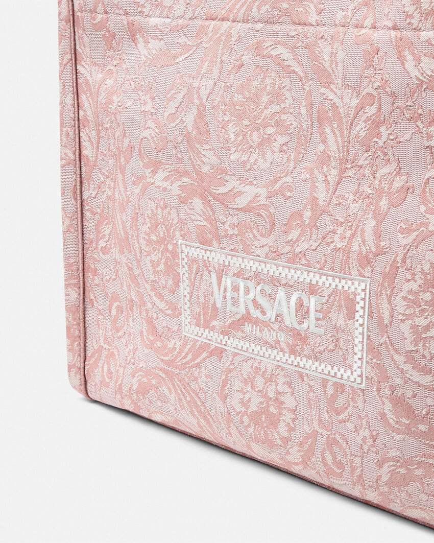 Versace Athena Barocco Jacquard Large Tote Bag In Pink
