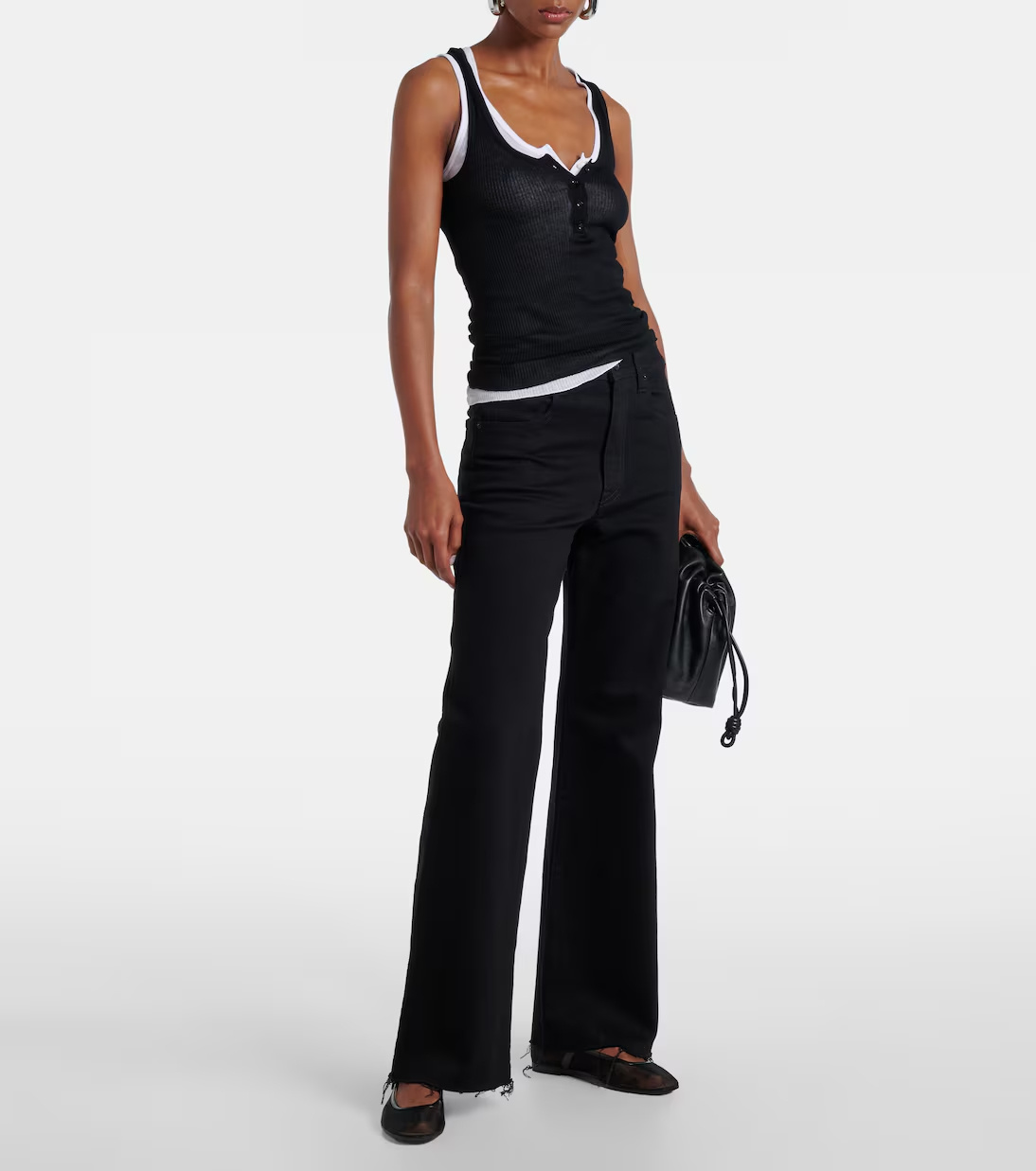 Slvrlake Wide-leg Frayed Denim Trousers In Black