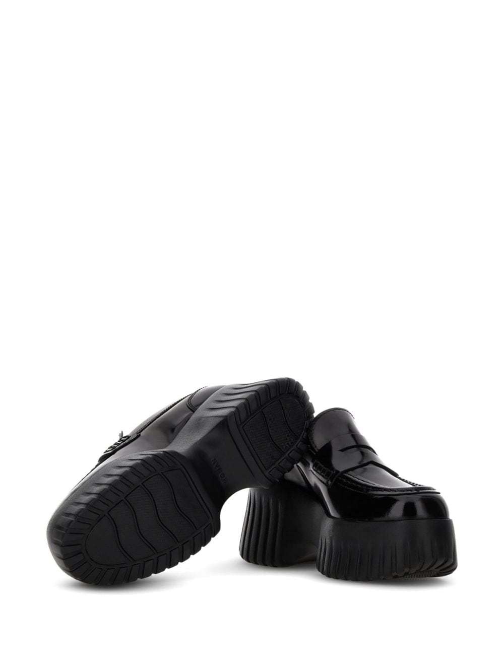 Hogan H-stripes Platform Loafers In Black