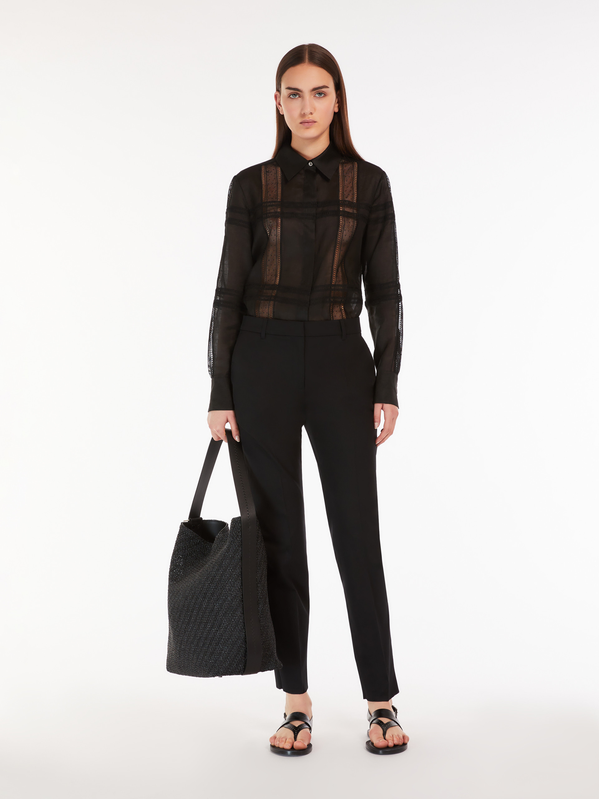 Max Mara Jersey Trousers With Belt Loops And French Pockets In Black