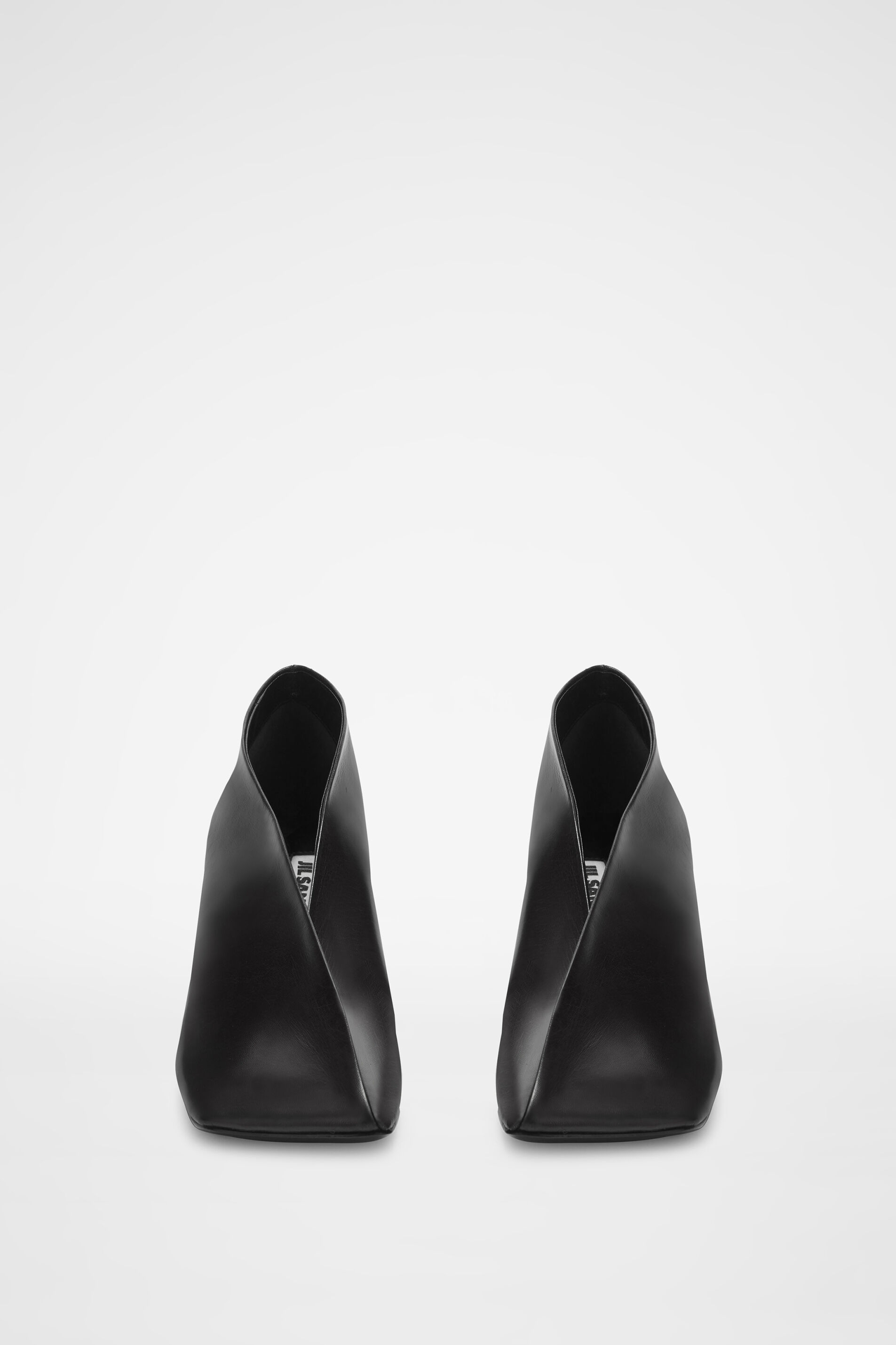 Jil Sander Square Head Leather Shallow Mouth Shoes In Black