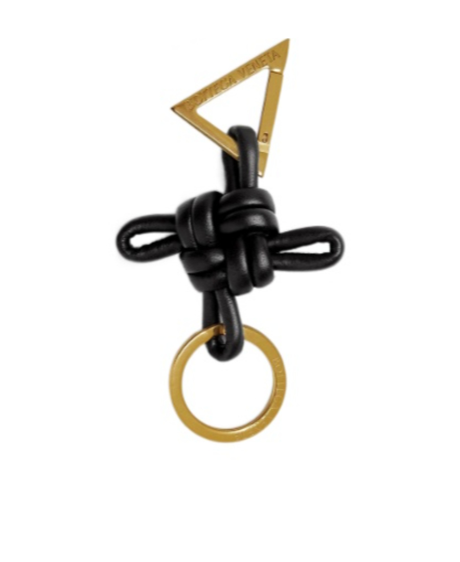 Bottega Veneta Double-knot Leather Keyring In Black