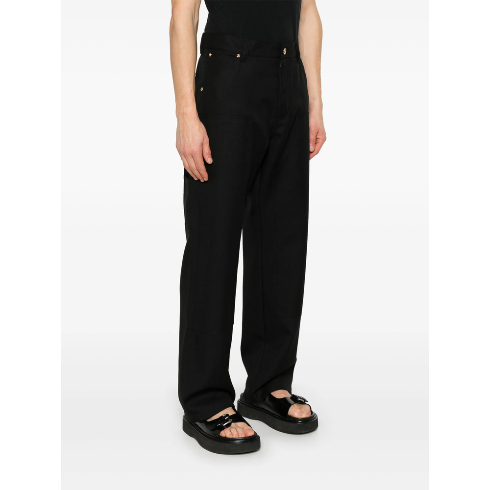 Versace Carpenter Logo-patch Straight-leg Trousers In Black